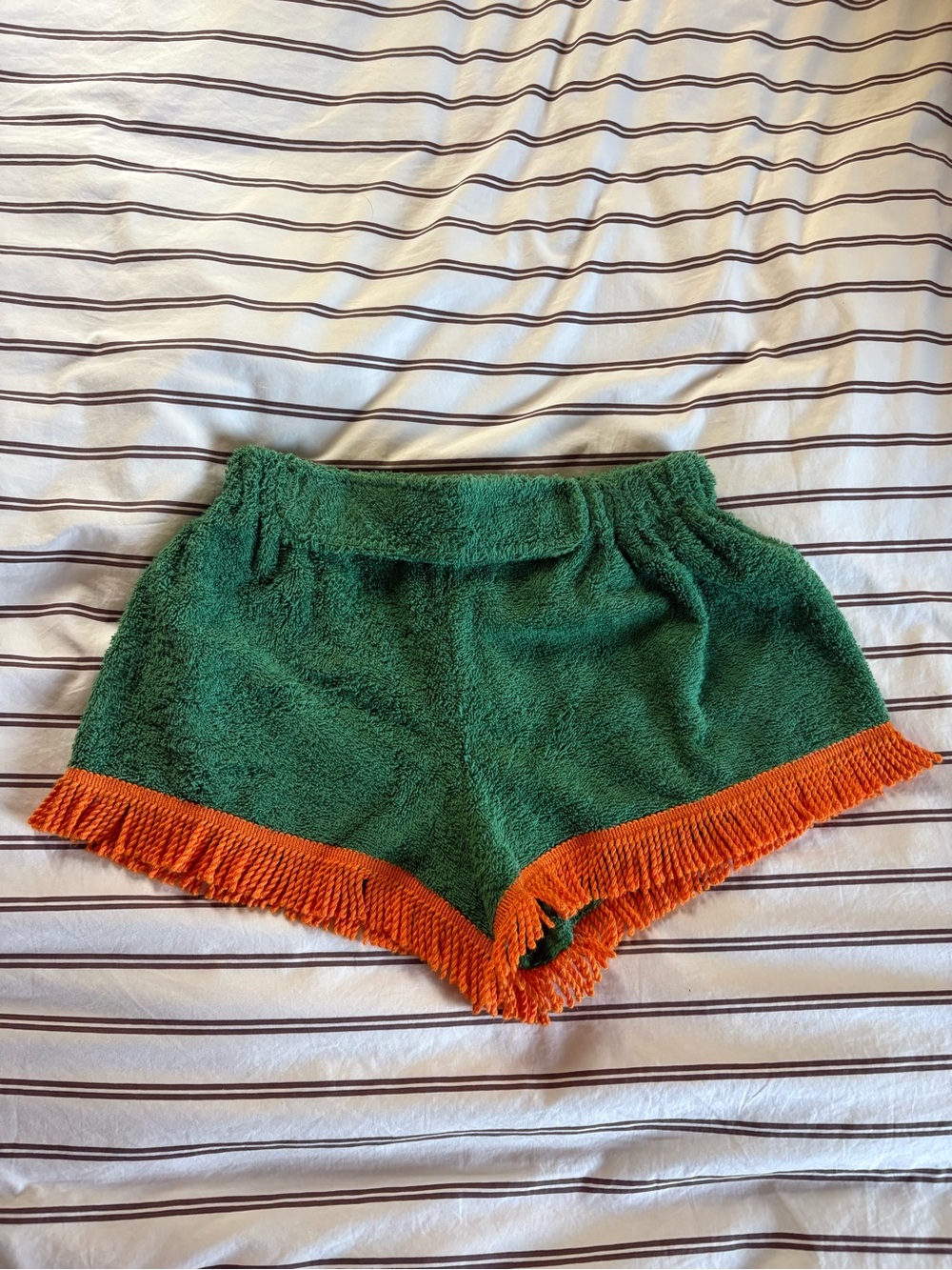 La Veste Wild Summer Fringe Shorts Green Orange Size Medium